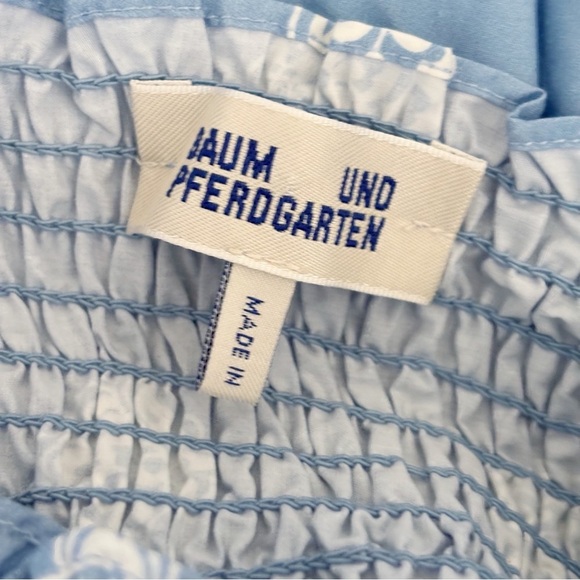 Baum Und Pferdgarten Antibes Smocked Dress 38 Off the Shoulder Blue Floral - Picture 6 of 9